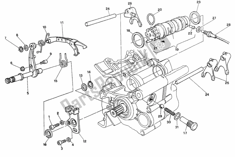 Todas as partes de Mecanismo De Mudança De Marcha do Ducati Supersport 900 SS USA 1991